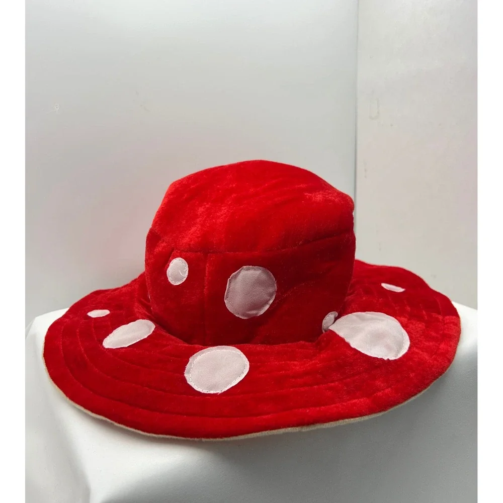 Spirit Halloween Red Mushroom Toadstool Polka Dot Velvet Hat Costume 01572940